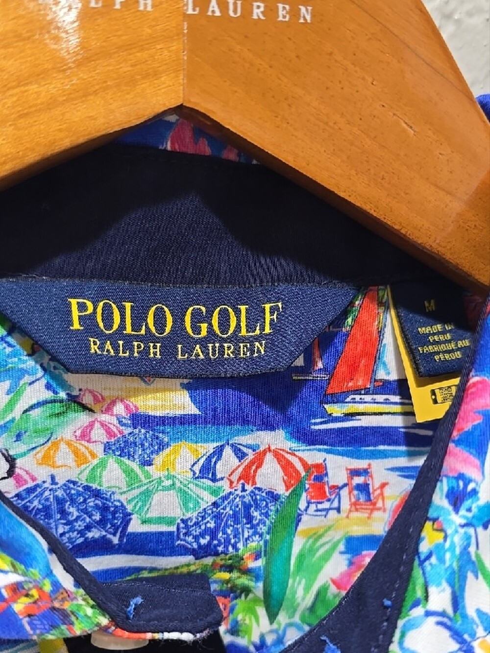 Polo Golf by Ralph Lauren Blue Multicolor Tropical Print Polo - Picture 2 of 9
